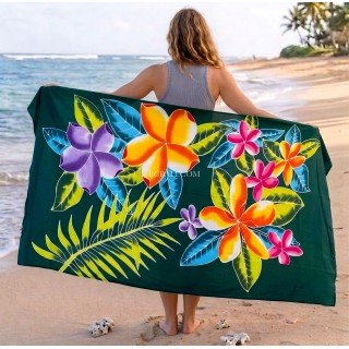 Rayon Sarong Hand Painted Flower Design Handmade In Bali